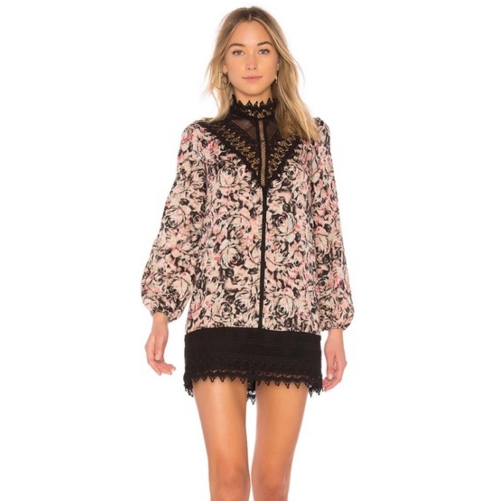 BCBG Generation Lace Trim Floral Dress